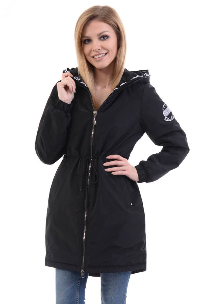 Parka Wiosenna Czarna HS1811 Czarny - Fasoni.pl