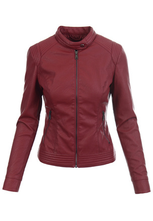 Damska Kurtka Ramoneska Bordowa B0518
